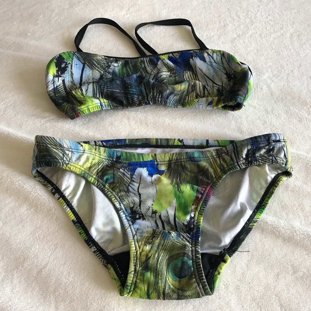 Jolyn peacock patterned sports bikini